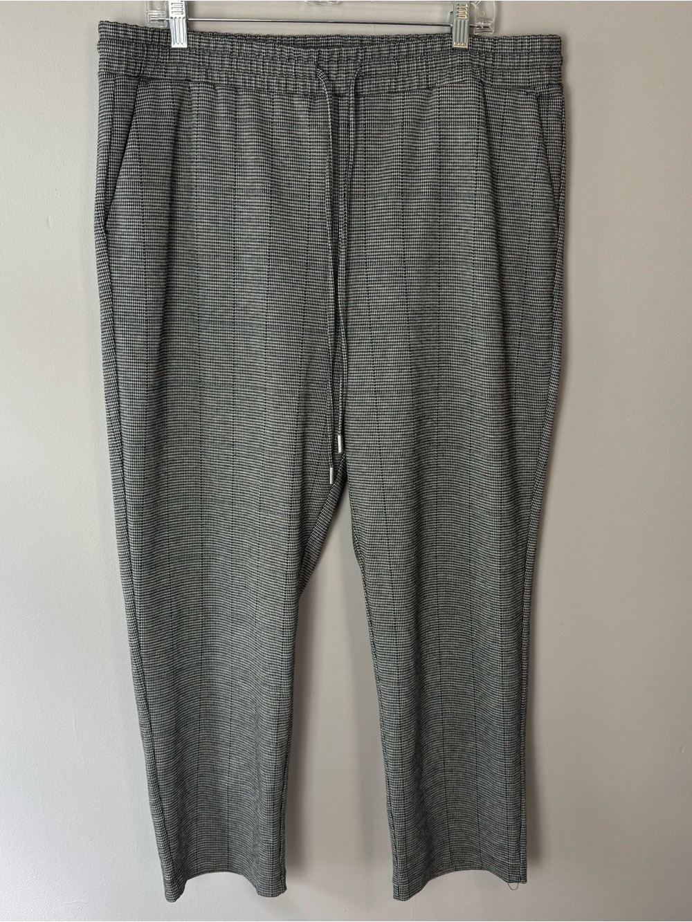 LOFT Grey Plaid Straight Leg Pull On Pants Size XL